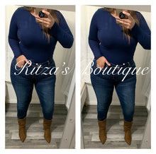 Load image into Gallery viewer, PATTY NAVY LONG SLEEVE BODYSUIT
