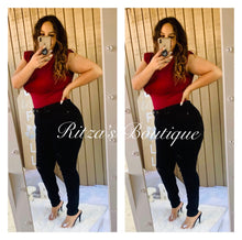 Load image into Gallery viewer, Marybella Burgundy Padded Shoulder Sleeveless Bodysuit
