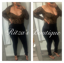 Load image into Gallery viewer, CAMEL LEOPARD FLOCKING BODYSUIT
